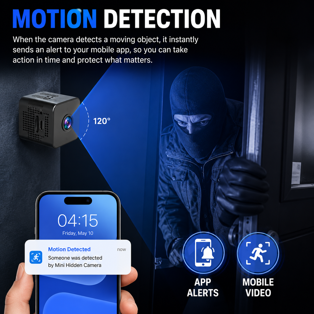 🕵️ Mini Security Camera 1080P – WiFi, Night Vision & Phone Alerts 📱