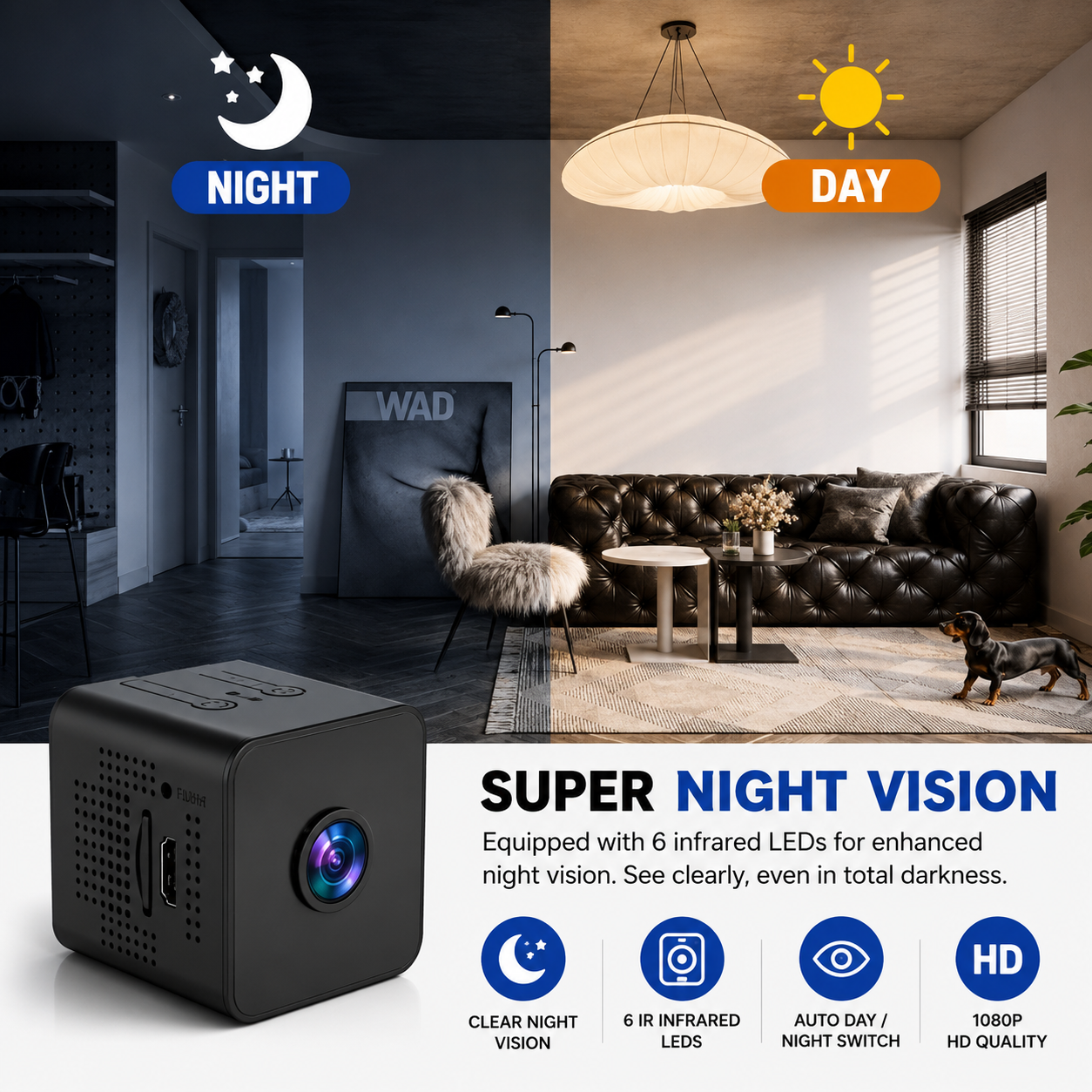 🕵️ Mini Security Camera 1080P – WiFi, Night Vision & Phone Alerts 📱