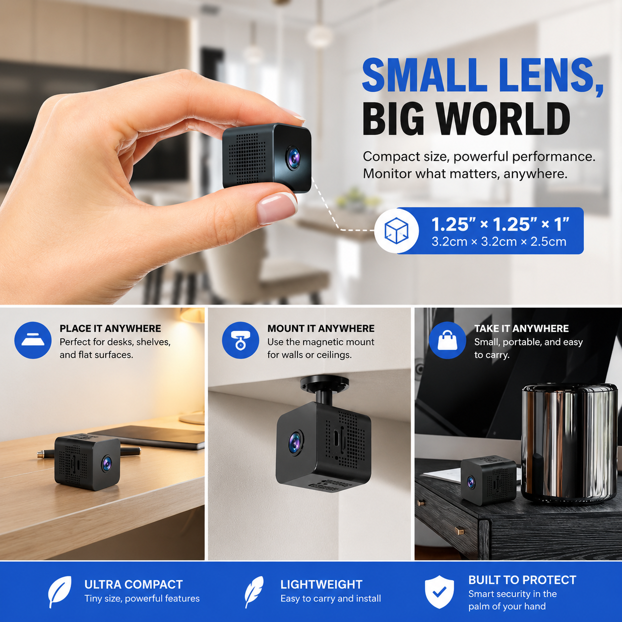 🕵️ Mini Security Camera 1080P – WiFi, Night Vision & Phone Alerts 📱
